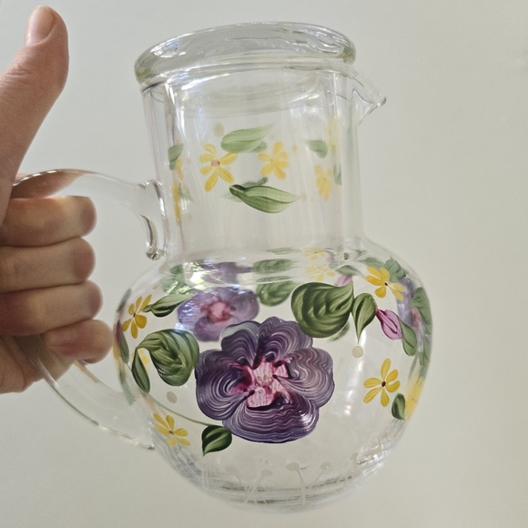 🪻 Floral Painted Glass Bedside Carafe Set - Picture 5 of 12